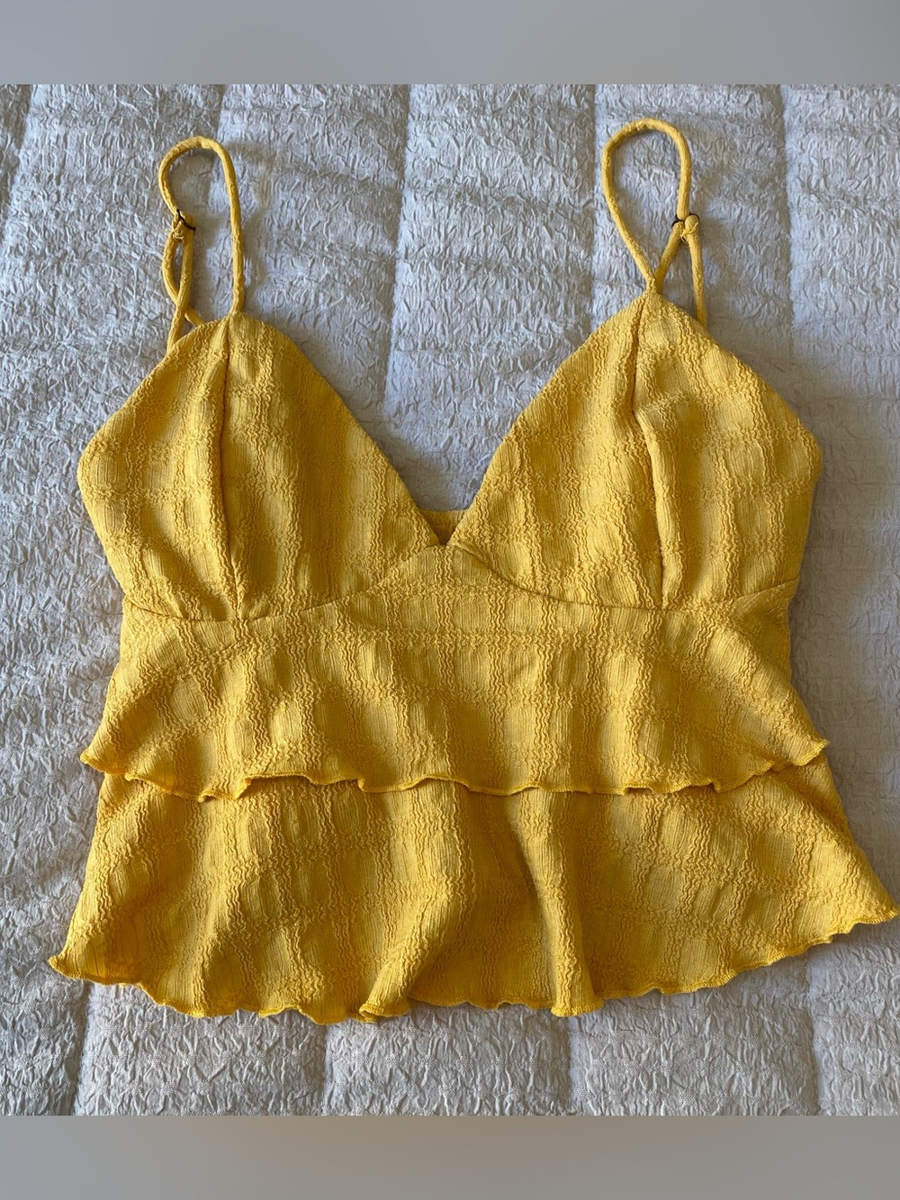 O'Neill Yellow Textured Ruffle Cami Top